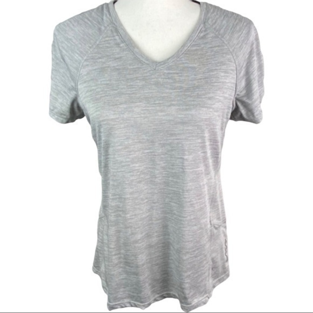Danskin Now Athletic Top Semi Fitted Heather Gray Womens L Short Sleeve Top